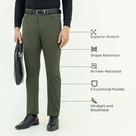 Solid Olive FlexPro 5 Pocket Pants