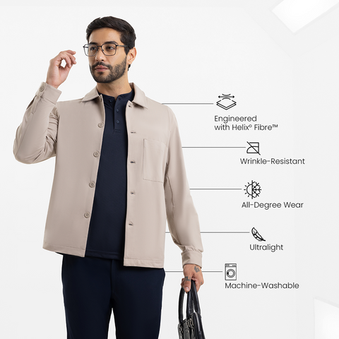 Beige Workday Shacket