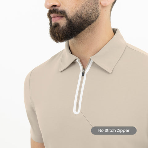 Beige ZipTech Work-Polo