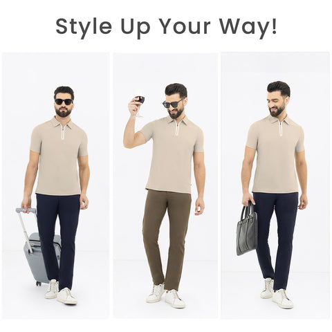 Beige ZipTech Work-Polo