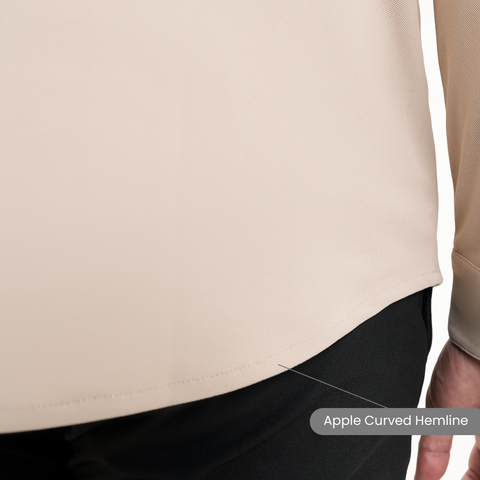 Beige Workday Shirt with Tie Collar