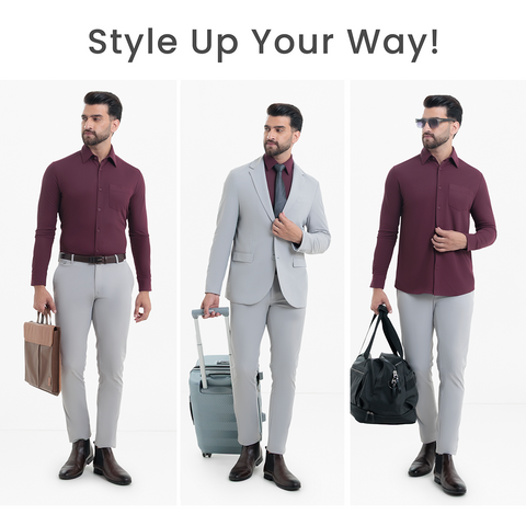 Maroon Workday Shirt with Tie Collar