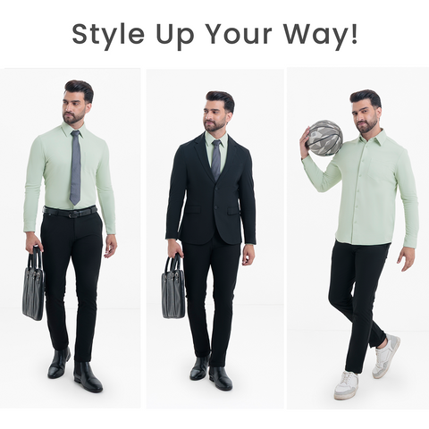 Smoke Green Workday Shirt with Tie Collar