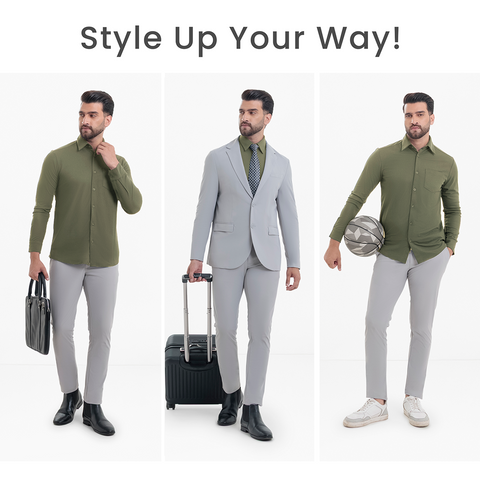 Four Leaf Clover Workday Shirt with Tie Collar