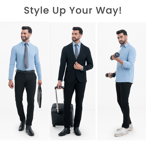 Ice Blue Workday Shirt with Tie Collar