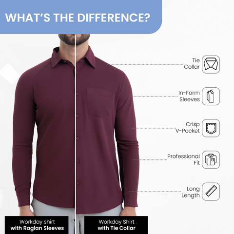 Maroon Workday Shirt with Tie Collar