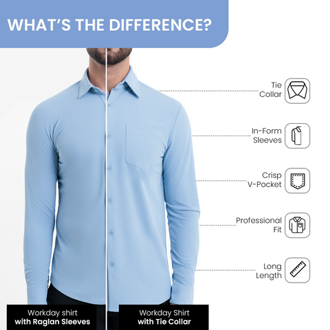Ice Blue Workday Shirt with Tie Collar