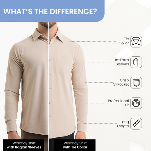 Beige Workday Shirt with Tie Collar