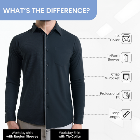 Black Workday Shirt with Tie Collar