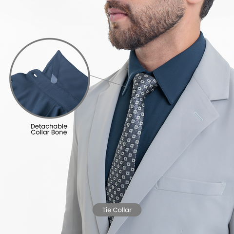 Navy Workday Shirt with Tie Collar