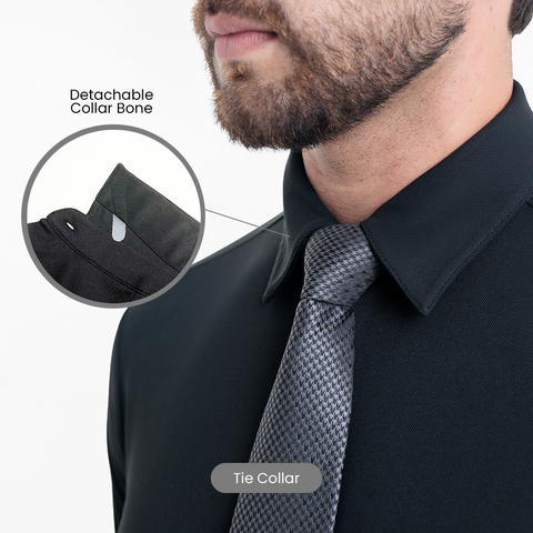 Black Workday Shirt with Tie Collar