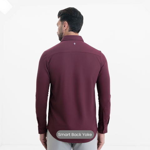 Maroon Workday Shirt with Tie Collar