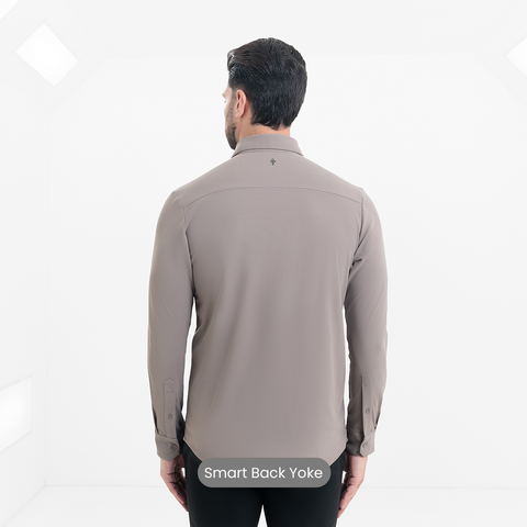 Charcoal Grey Workday Shirt with Tie Collar