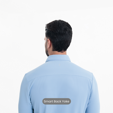 Ice Blue Workday Shirt with Tie Collar