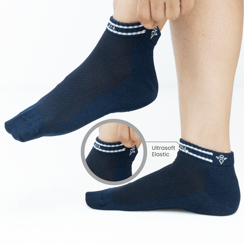 7-Day No Stink Work Socks (Pack of 4) 2 Grey, 1 White, 1 Navy