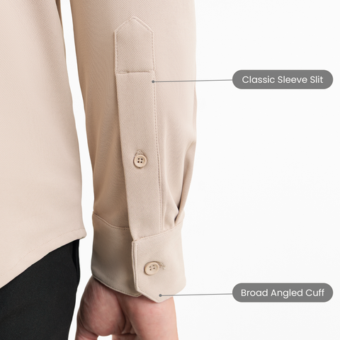 Beige Workday Shirt with Tie Collar