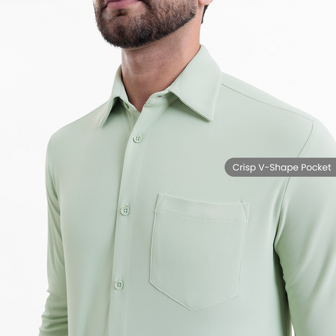 Smoke Green Workday Shirt with Tie Collar