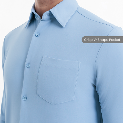 Ice Blue Workday Shirt with Tie Collar