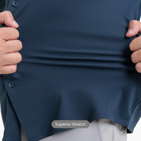 Navy Workday Shirt with Tie Collar