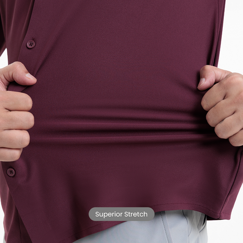 Maroon Workday Shirt with Tie Collar