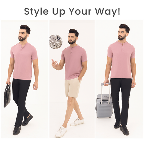 Solid Mauve Work to Workout Henley