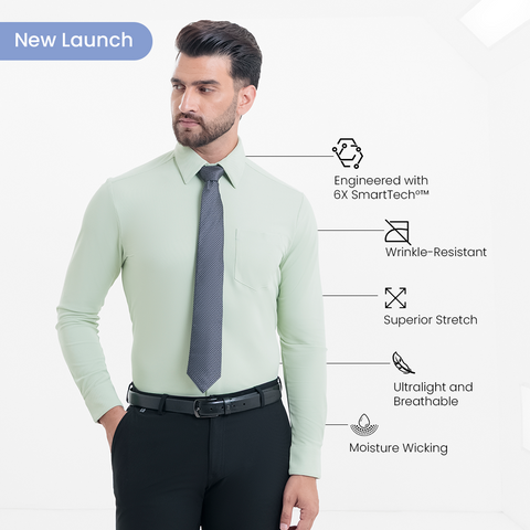 Smoke Green Workday Shirt with Tie Collar
