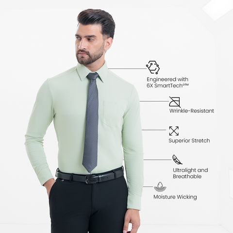 Smoke Green Workday Shirt with Tie Collar