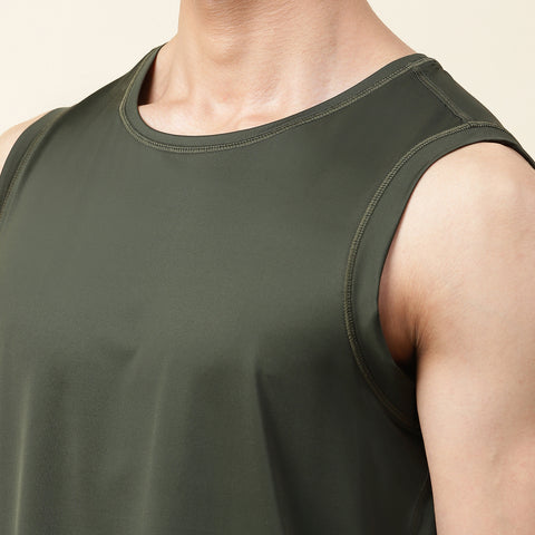 Solid Olive Everyday Tank Top - Harfun.in