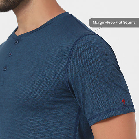 Dot Melange Teal Workday Henley - Harfun.in