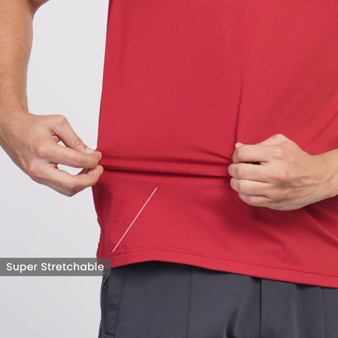 Hybrid-Work Pinstripe Red Polo T-Shirt