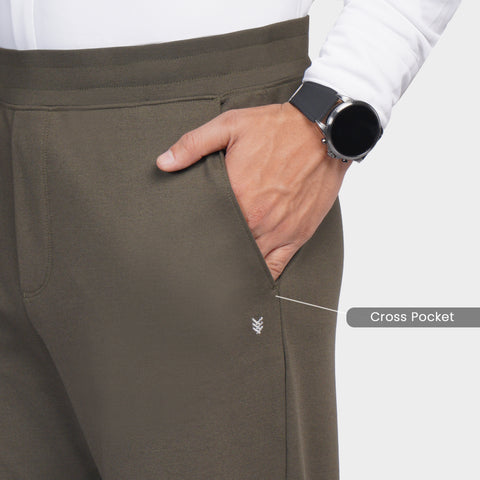 Olive Cross Pocket Relaxed Fit Pants - Harfun.in