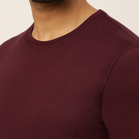 Solid Maroon Everyday Crew Neck T-Shirt - Harfun.in