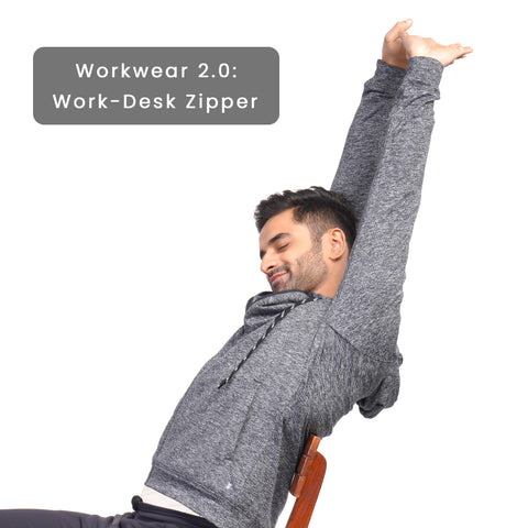 Work-Desk Melange Midgrey Cationi Zipper Jacket - Harfun.in