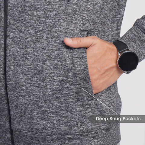 Work-Desk Melange Midgrey Cationi Zipper Jacket - Harfun.in