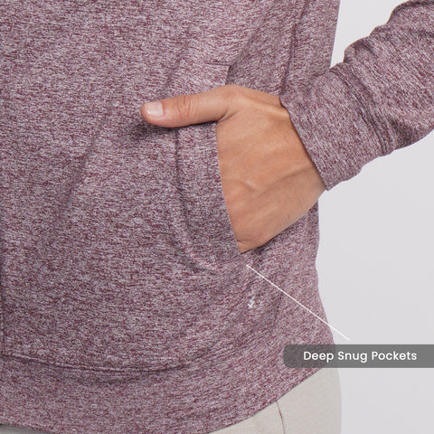 Work-Desk Melange Black Cherry Zipper Jacket - Harfun.in