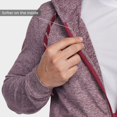 Work-Desk Melange Black Cherry Zipper Jacket - Harfun.in