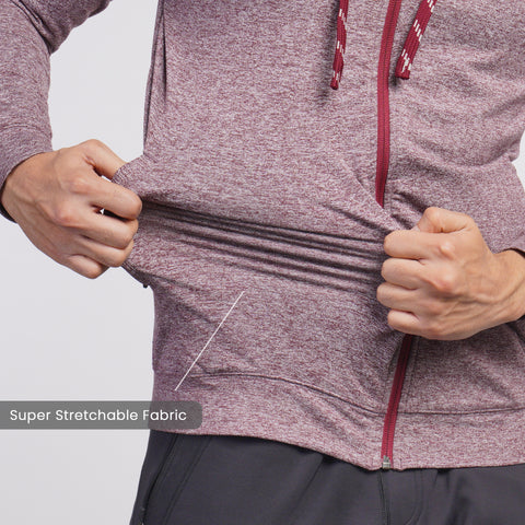 Work-Desk Melange Black Cherry Zipper Jacket - Harfun.in