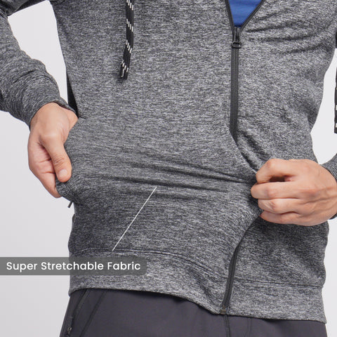 Work-Desk Melange Midgrey Cationi Zipper Jacket - Harfun.in