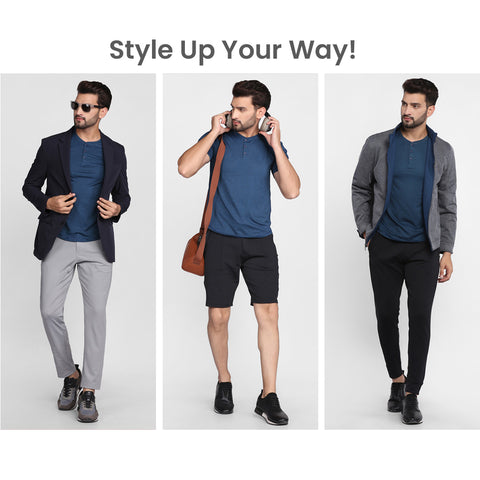 Dot Melange Teal Workday Henley - Harfun.in