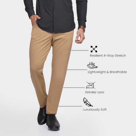 Khaki Cross Pocket Relaxed Fit Pants - Harfun.in