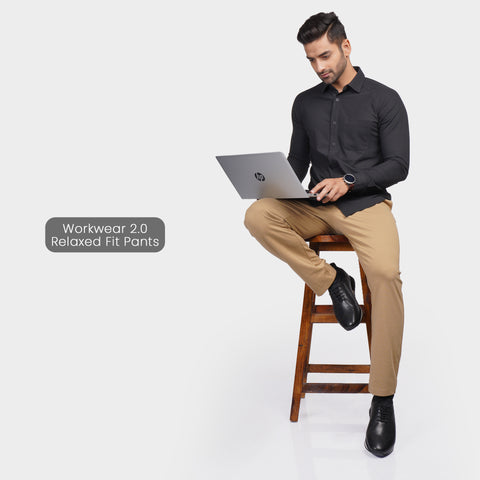 Khaki Cross Pocket Relaxed Fit Pants - Harfun.in