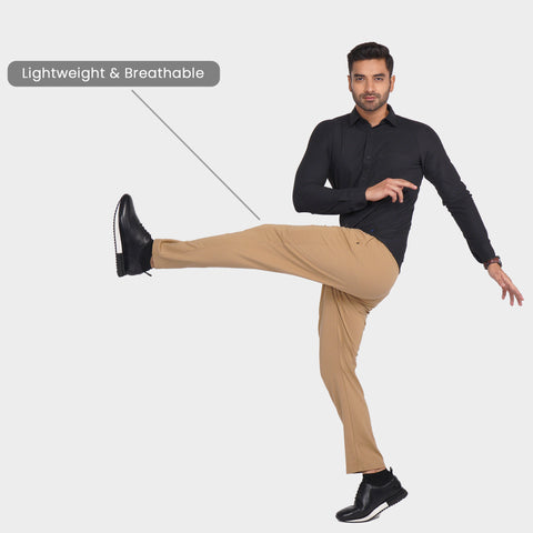 Khaki Cross Pocket Relaxed Fit Pants - Harfun.in