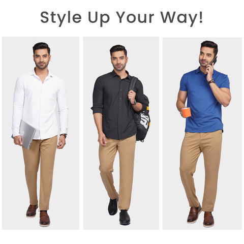 Khaki Cross Pocket Relaxed Fit Pants - Harfun.in