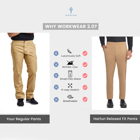 Khaki Cross Pocket Relaxed Fit Pants - Harfun.in