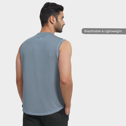 Solid Grey Everyday Textured Tank Top - Harfun.in