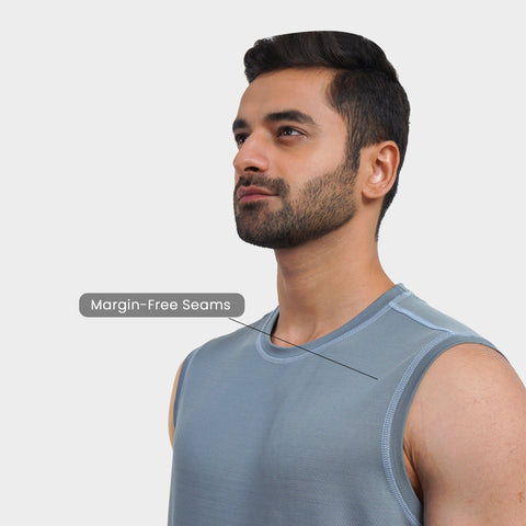 Solid Grey Everyday Textured Tank Top - Harfun.in