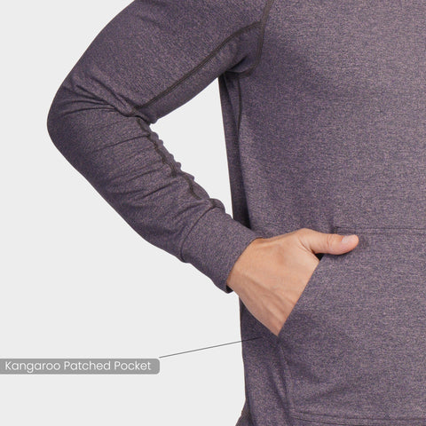 Work-Travel Melange Spanish Rose Pink Pocket Hoodie - Harfun.in