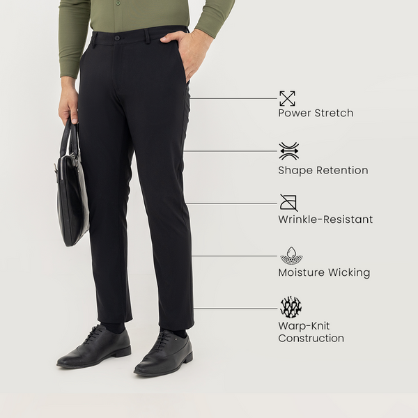 Solid Black Next-Gen Boardroom Pants – Harfun.in