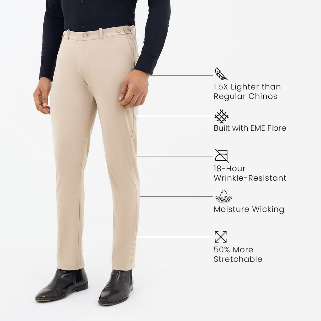 Deep Beige Tech Chinos – Harfun.in