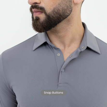Grey Smart Stretch Polo – Harfun.in
